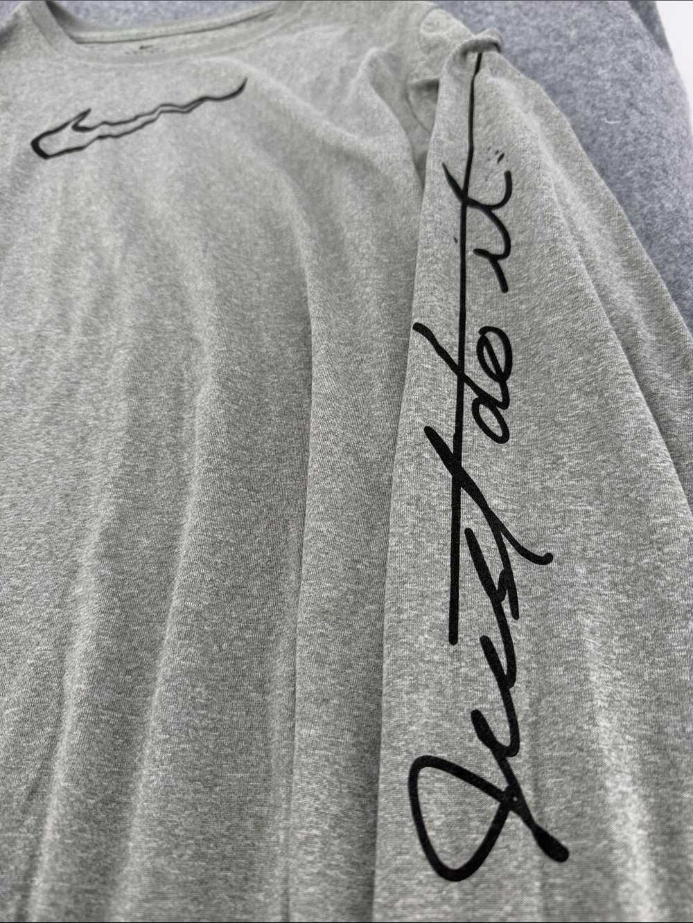 Nike long sleeve double logo Just Do It down sleeves blk and grey shirt size XL - Picture 2 of 7
